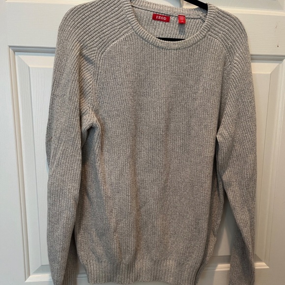 IZOD Gray Mens Pullover Sweater Size L Pre-Owned 100% Cotton M mcdanc1 - Picture 1 of 2